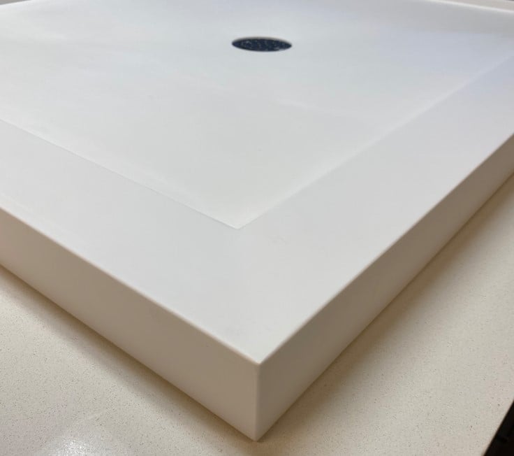 Corian shower base corner detail